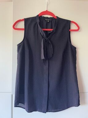 J. Crew Navy Polka Dot Sleeveless Tie-Neck Camisole